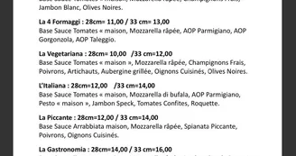 Les pizzas des Caprices Les pizzas des Caprices